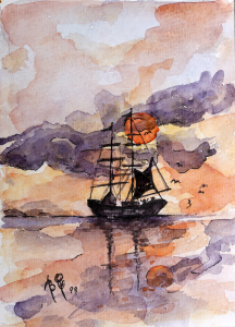 skib-akvarel